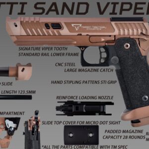 Pistola de entrenamiento de airsoft TTI Sand Viper 2011 con licencia y lista para óptica (Modelo: Estándar / Gas verde / Solo pistola)